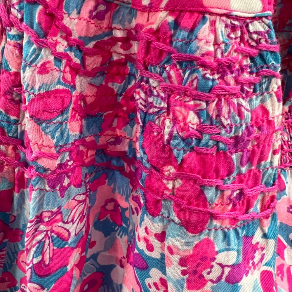Lilly Pulitzer Womens Peasant Blouse XL Resort Coastal Preppy Colorful Floral - Picture 10 of 10